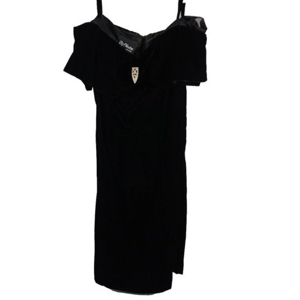 Vintage 80s By Choice Dress Size 11 Sleeveless Midi Black Rayon  #D11